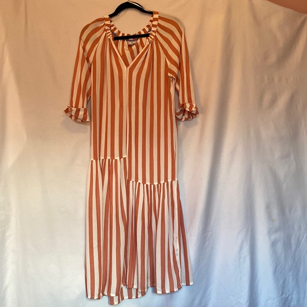 Violet Weekend pink and white striped dress.